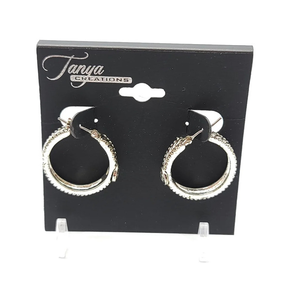 Tanya creations textured silver tone hoop earring - Picture 1 of 4